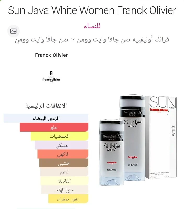 عطر صن جافا أبيض للنساء من فرانك اوليفير 75 مل